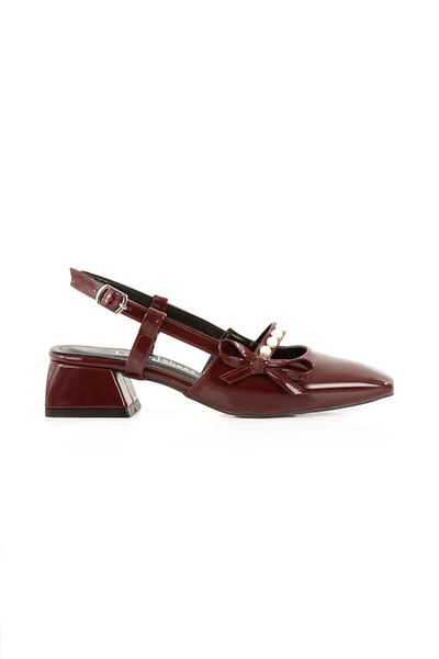 moun shoes Open Back Blunt Toe Short Heel Pearl Stone Daily Ballerina Women's Heeled Shoes