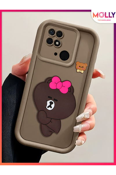 Molly Xiaomi REDMİ 10C İçin Fallow Brown Kenarları Kalın 3d Kabartmalı Alice ...