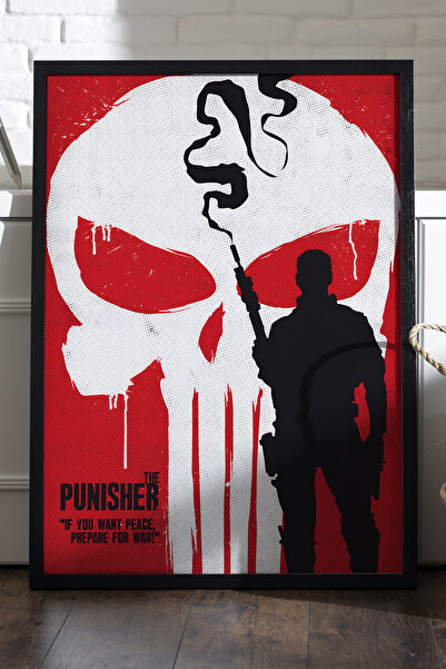 Duvarda Poster cu ramă din lemn negru Punisher, pictură murală cu tematică de...