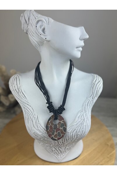 SEDEF TAKI Leopar taşlı el yapımı tasarım kolye