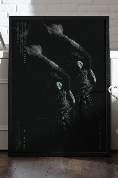 Duvarda Poster Matrix cu ramă din lemn negru, pictură murală cu tematică de film