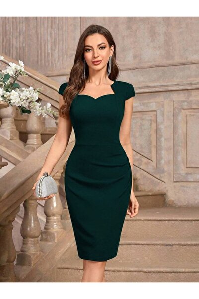 Masspera Srdíčkový výstřih s krátkým rukávem a natahovacími večerními šaty