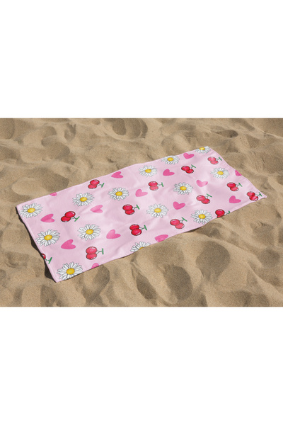 Home Pastel Cherry Patterned Digital Printed Teenage Girl Beach Bath Towel