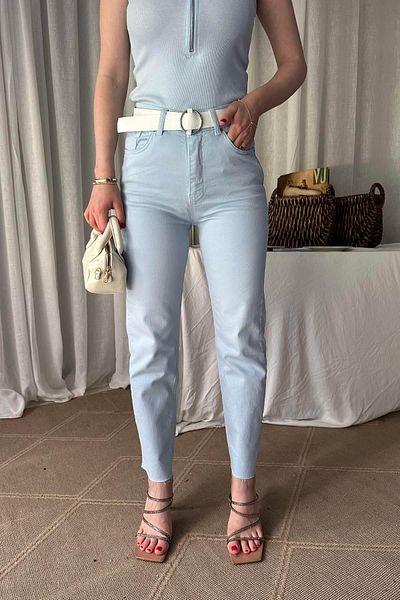lizge giyim LYCRAL BELTED DENIM PANTS