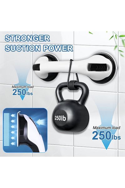 COOYA 2 Pack Shower Handle, 12 inch Grab Bars, Strong Hold Suction Cup Handle, No-Punch Bathroom Handrail