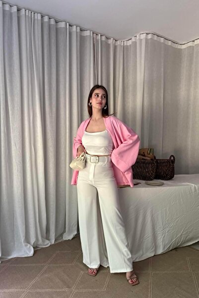 lizge giyim BOL PAÇA KEMERLİ PANTALON