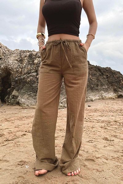 lizge giyim Linen Pants with Belt