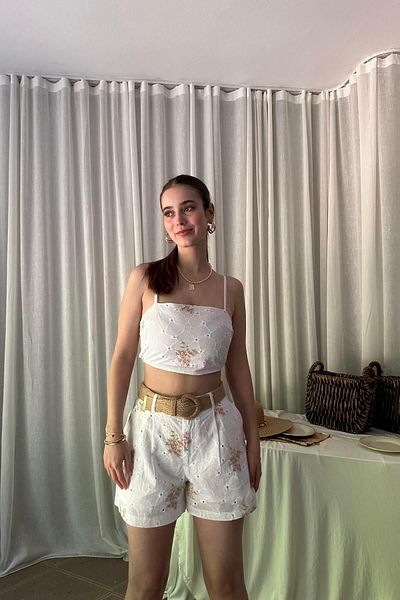 lizge giyim Brode Flower Pattern Shorts