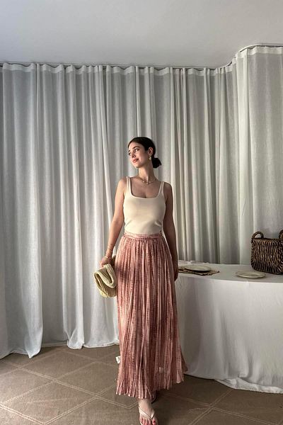 lizge giyim Patterned pleated skirt