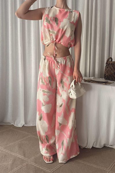lizge giyim Belted Patterned Trousers