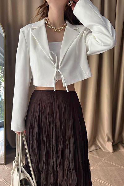 lizge giyim Crop Jacket with Lace up Front