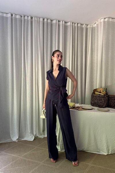 lizge giyim Belly Elastic Tie Detail Pants
