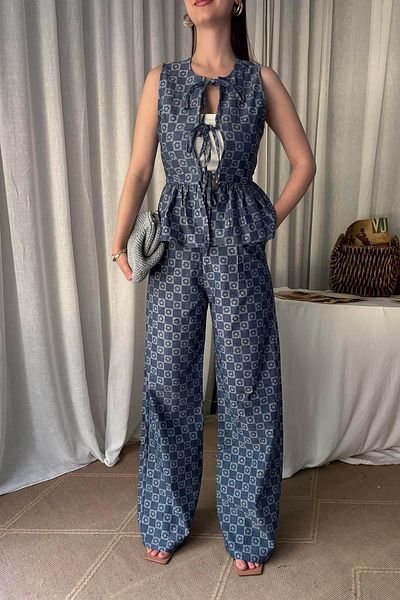 lizge giyim Patterned Palazzo Pants