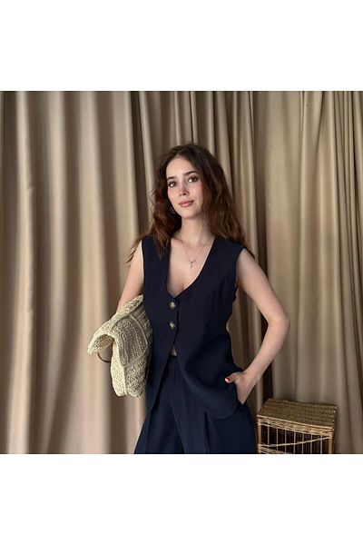 lizge giyim Two Button Lined Vest