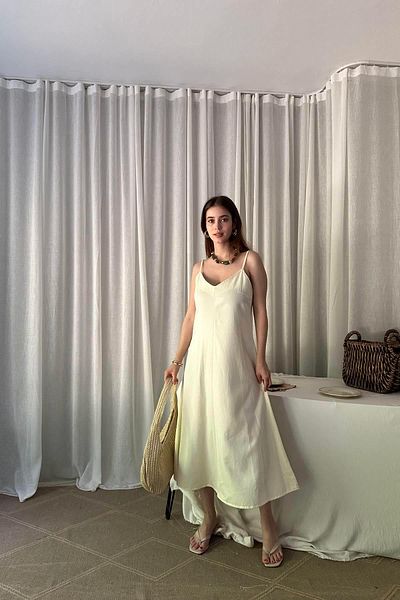 lizge giyim Thin Strap Piece Dye Dress