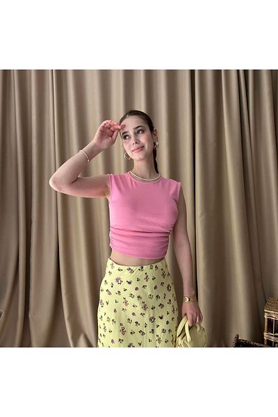 lizge giyim Gathered Basic T-Shirt