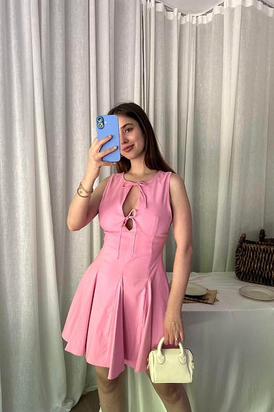 lizge giyim Flare Skirt Bow Short Dress