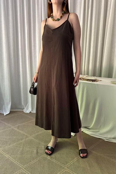 lizge giyim Thin Strap Piece Dye Dress