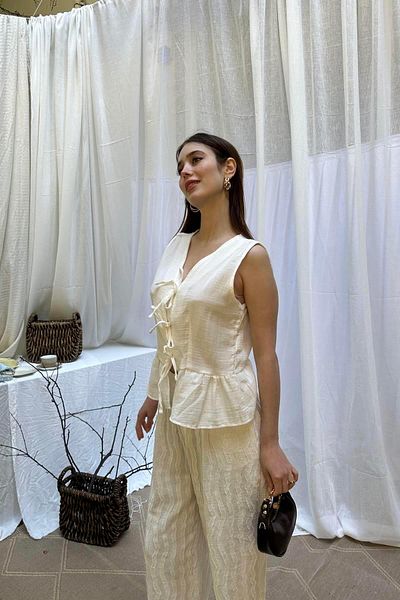 lizge giyim Muslin Vest with Lace Details