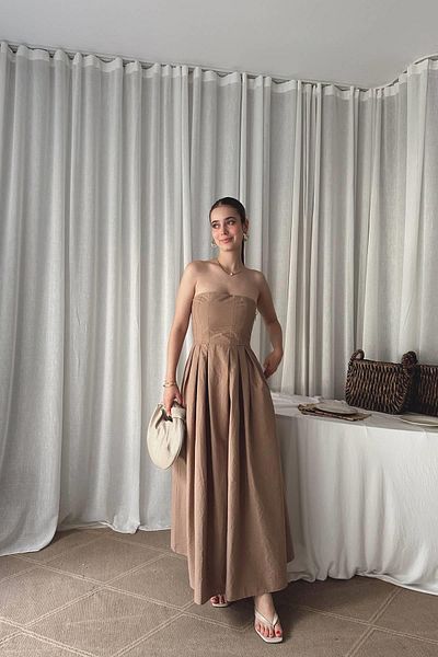 lizge giyim Strapless Midi Length Dress