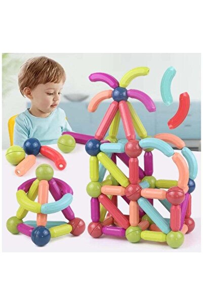 LIXADA 64 Pcs 3D Magnet Building Toys - Magnetic Building Sticks Blocks Toy