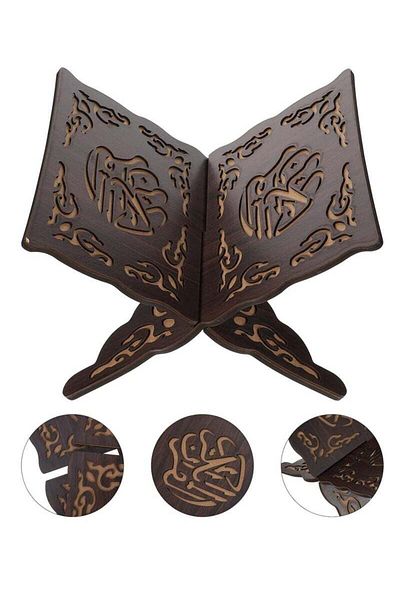 COOYA Foldable Wooden Book Stand, Book Holder with Pattern, Reading Bookshelf for Magazine, Cookbook