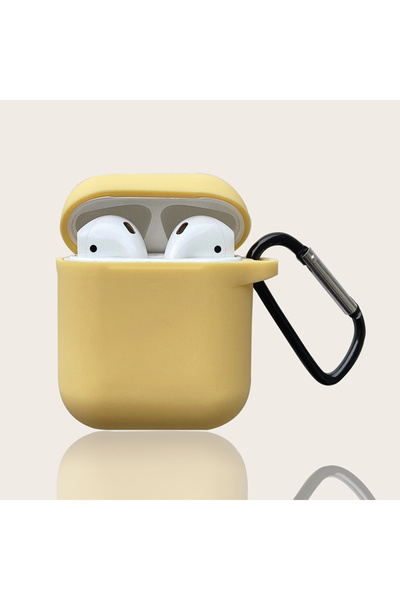 Choice18 جراب سيليكون ناعم أصفر اللون لحماية سماعات AirPods 1 و 2 اللاسلكية ب...