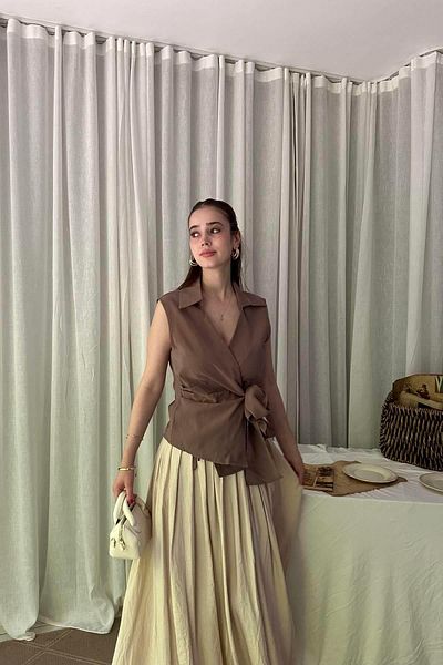 lizge giyim Detail blouse with binding