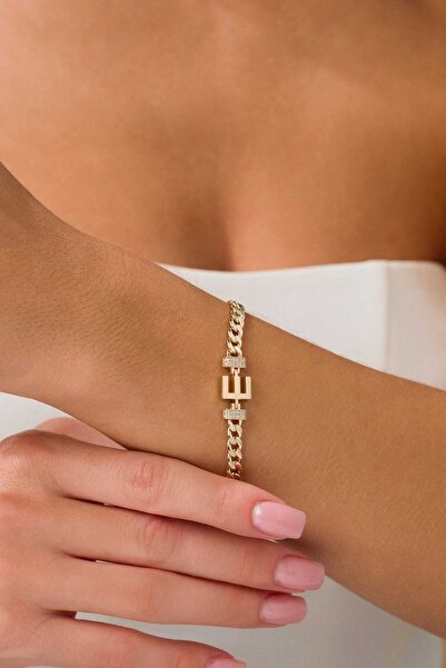 FERMAS KUYUMCULUK 14 Ayar E Harfli Gurmet Altın Bileklik