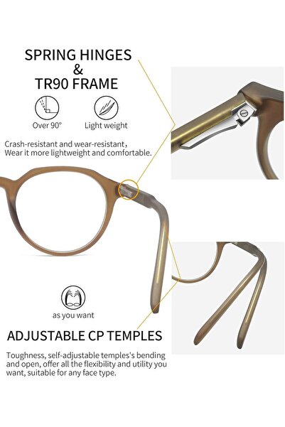 Joopin Blue Light Blocking Glasses for Men & Women, Round Clear Lens, Anti Eye Strain