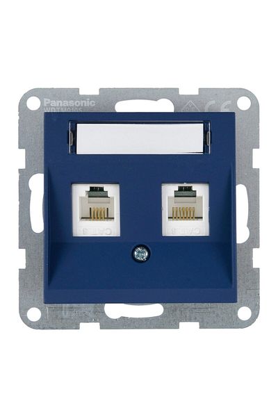PANASONIC Mechanism Telephone Socket 2xCAT3 with Label Karre Plus 55 Soft Touch Ocean