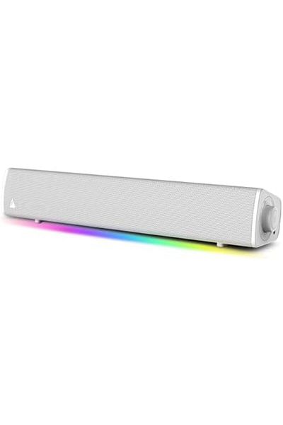 CREATIVE مكبر صوت الألعاب المدمج Sound Blaster GS3 (أبيض) مع تقنية RGB وSuperWide ومنفذ USB
