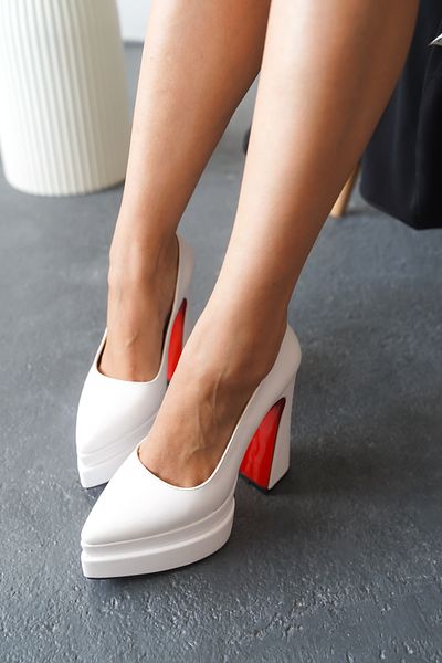 Ayakkabı Ateşi White Skin Double Platform Special Design Wedding and Wedding Dress High Heeled Women's Shoes Rigel