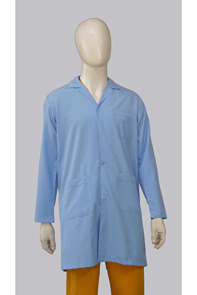 APEX TEKSTİL ياقة كلاسيكية للرجال وأكمام طويلة وطول طويل ومريلة زرقاء