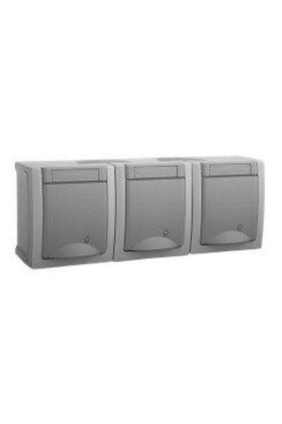 PANASONIC Triple Schuko Socket IP54 PACIFIC Grey