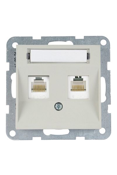 PANASONIC MECANISM PRIZA 2xCAT6 cu ETICHETA KARRE PLUS 55 SOFT TOUCH SANDSTONE