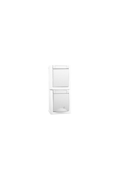 PANASONIC Schuko Socket + Switch IP54 Pacific White