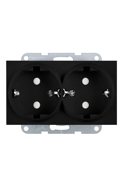 PANASONIC Double Schuko Socket Mechanism with Child Protection Karre Plus 55 Black