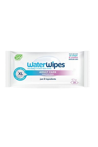 WaterWipes Adult Care Sensitive Wipes, 30 Wipes, Extra Large, Water-Based Wipe,Designed for All Over Cleansing