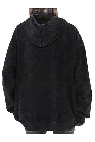 Touz Moda Yıkamalı Angel Wings Women Gothic Kapüşonlu Sweatshirt