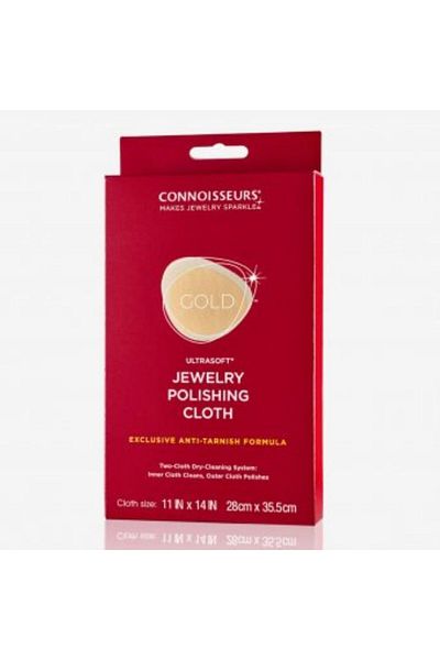 Connoisseurs Set of 2 cloths for cleaning gold jewelry, with antioxidant effect