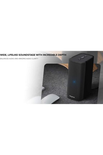 CREATIVE T100 2.0 Compact Hi-Fi Desktop Speakers, up to 80W Peak Power with Bluetooth 5.0, Optical-i