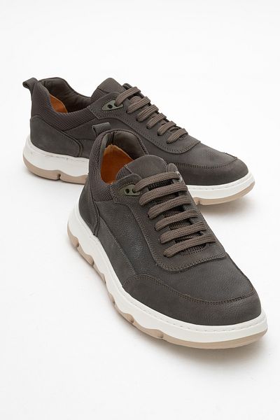 Dericlub Men's Comfortable Sole Comfort Casual Shoes Real Leather Fr 252290 Nubuck Khaki