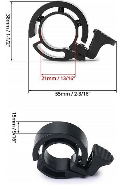 Qwork Set Of 2 Bicycle Bells, Aluminum Alloy, Black, 5.5 X 3.8 X 1.5 Cm