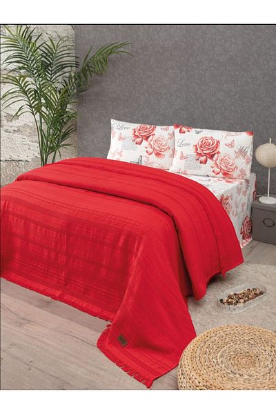 GONCA Lamazihome Double Bed Rose Patterned Cotton Bedspread Set