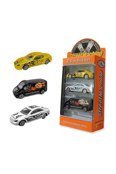 rexa Pack Of 3 Pcs - Street Machine Metal Car Toys Set For Kids And Boys - Die Cast Vehicles
