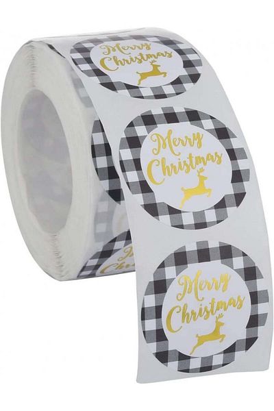 Mangsen Roll of 500 self-adhesive labels for Christmas Mangsen, paper, multicolor, 3.8 cm