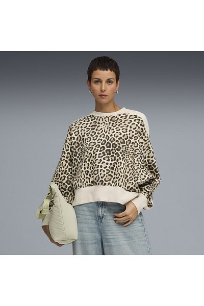 Puma Γυναικεία Φούτερ με Κουκούλα T7 Leo Luxe Oversized Crew