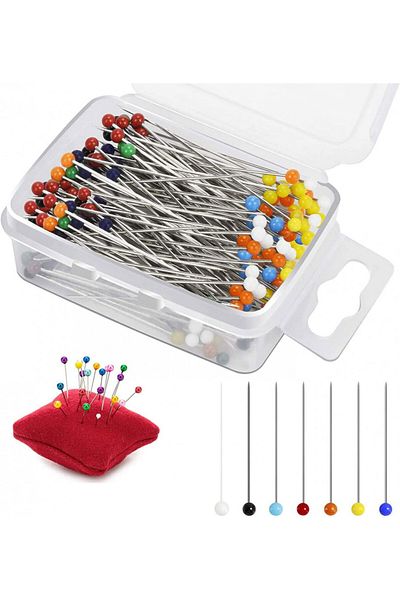 Nutmanel Set of 100 plastic-headed sewing needles Nutmanel, stainless steel, multi-colored, 38 mm