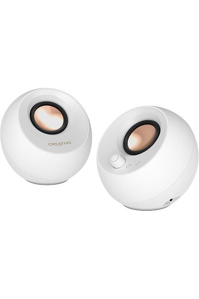 CREATIVE مكبرات صوت كمبيوتر Pebble Pro Minimalist 2.0 USB-C مع بلوتوث 5.3 وإضاءة RGB L قابلة للتخصيص